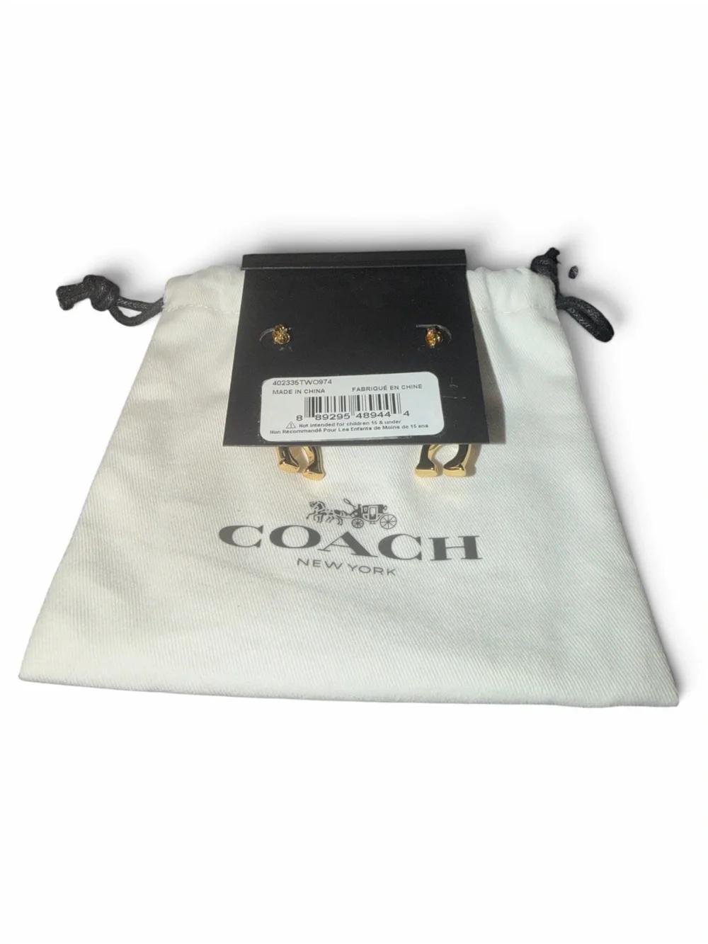 NWOT Coach Two-Tone Triple-C Drop Earrings - Gold & Silver